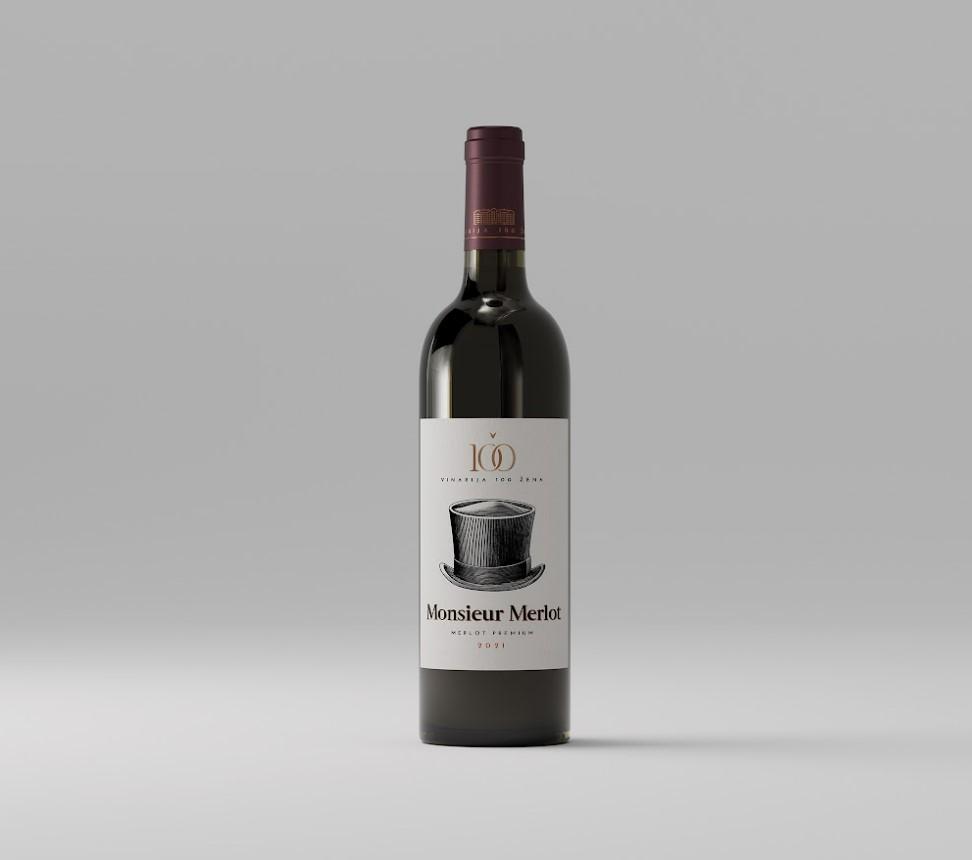 100 ŽENA Monsieur Merlot crveno vino 2021. 0.75l