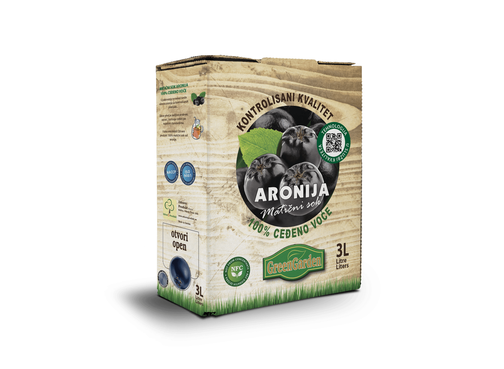 GREEN GARDEN Matični sok Aronija 100%, BAG IN BOX, 3l