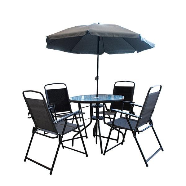 Baštenski set sto+4 stolice+suncobran 180cm tamnosivi