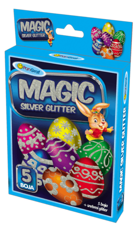 Boja za uskršnja jaja 5/1 + Magic Glitter srebrni gel za ukrašavanje
