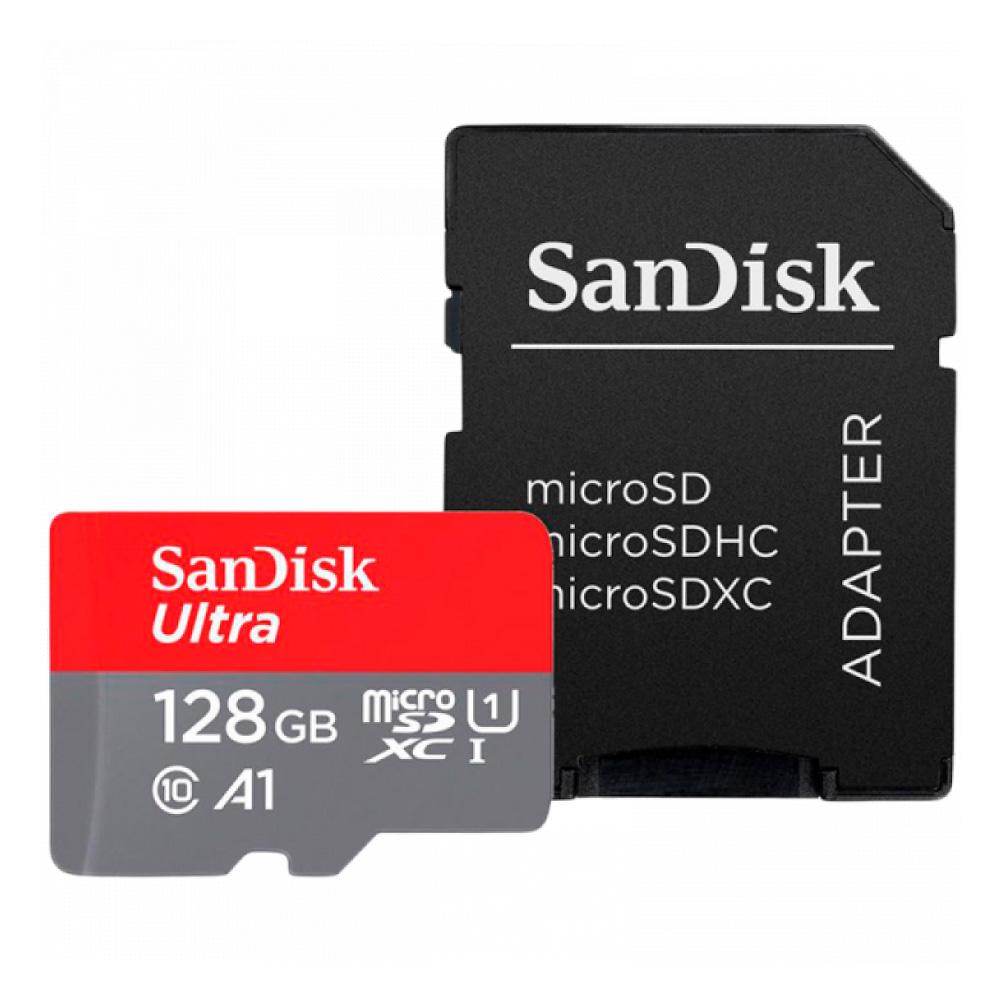 Selected image for SANDISK Memorijska kartica MicroSD 128GB SanDisk Ultra + Adapter SDSQUAB-128G-GN6MA sivo-crvena