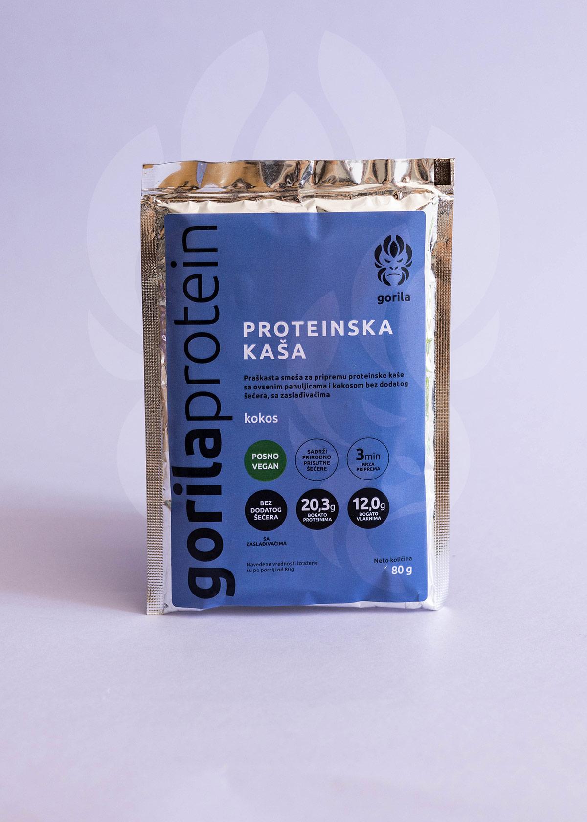 Selected image for GORILA PROTEIN Proteinska kaša kokos 80g