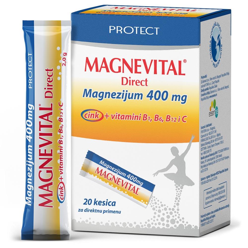 Magnevital Direct 400mg magnezijum + Zn 20 kesica