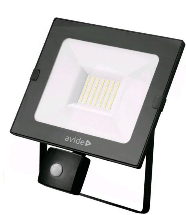 AVIDE Reflektor sa senzorom Slim PIR LED SMD 4K 30W crni