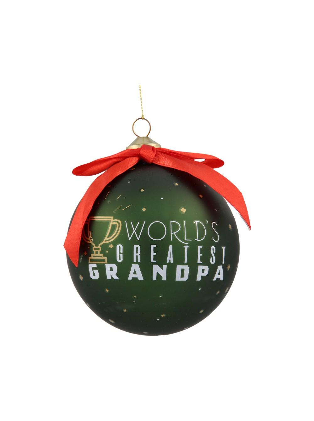 POLIMONT Staklena novogodišnja kugla sa porukom u gift pakovanju 10cm Worlds Greatest Grandpa