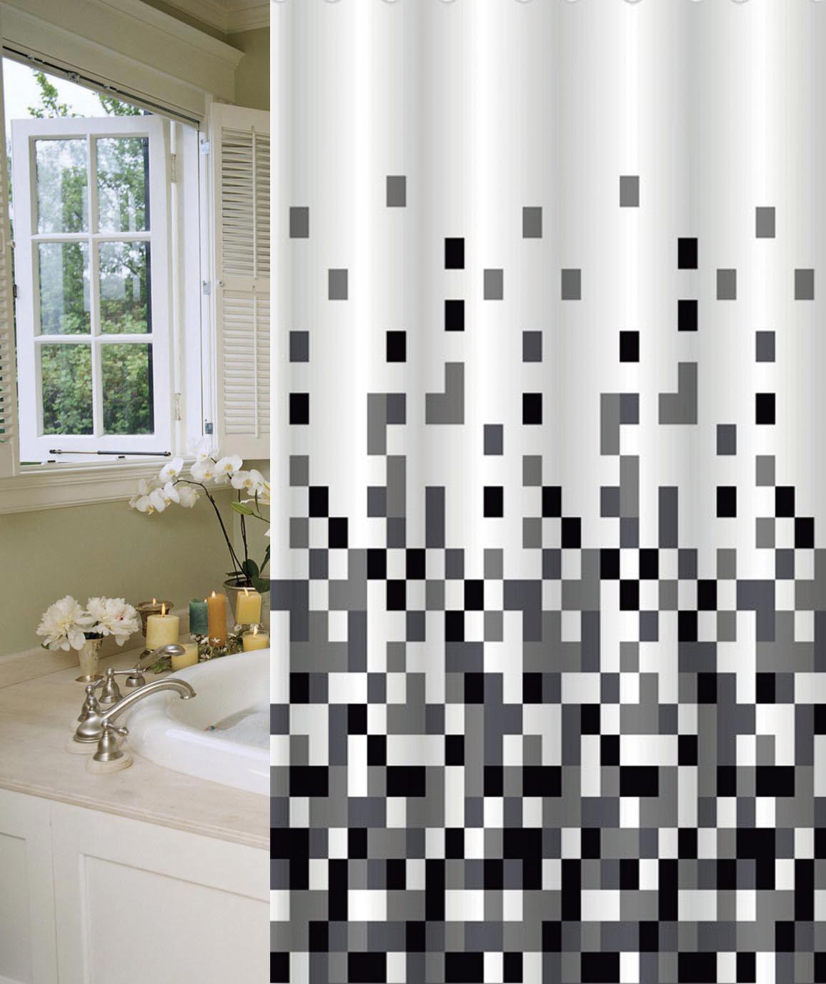 MINOTTI Kupatilska zavesa Mozaik 2000x1800 crno-bela