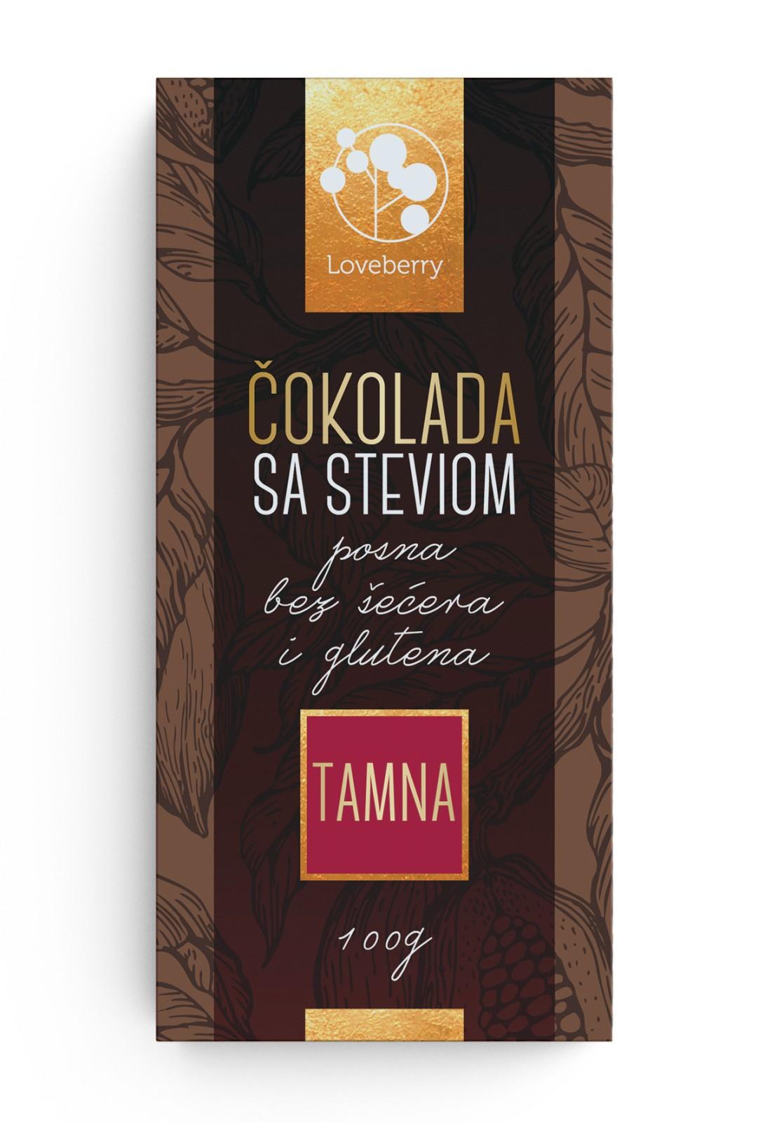 Selected image for Loveberry Tamna čokolada sa steviom, 100g