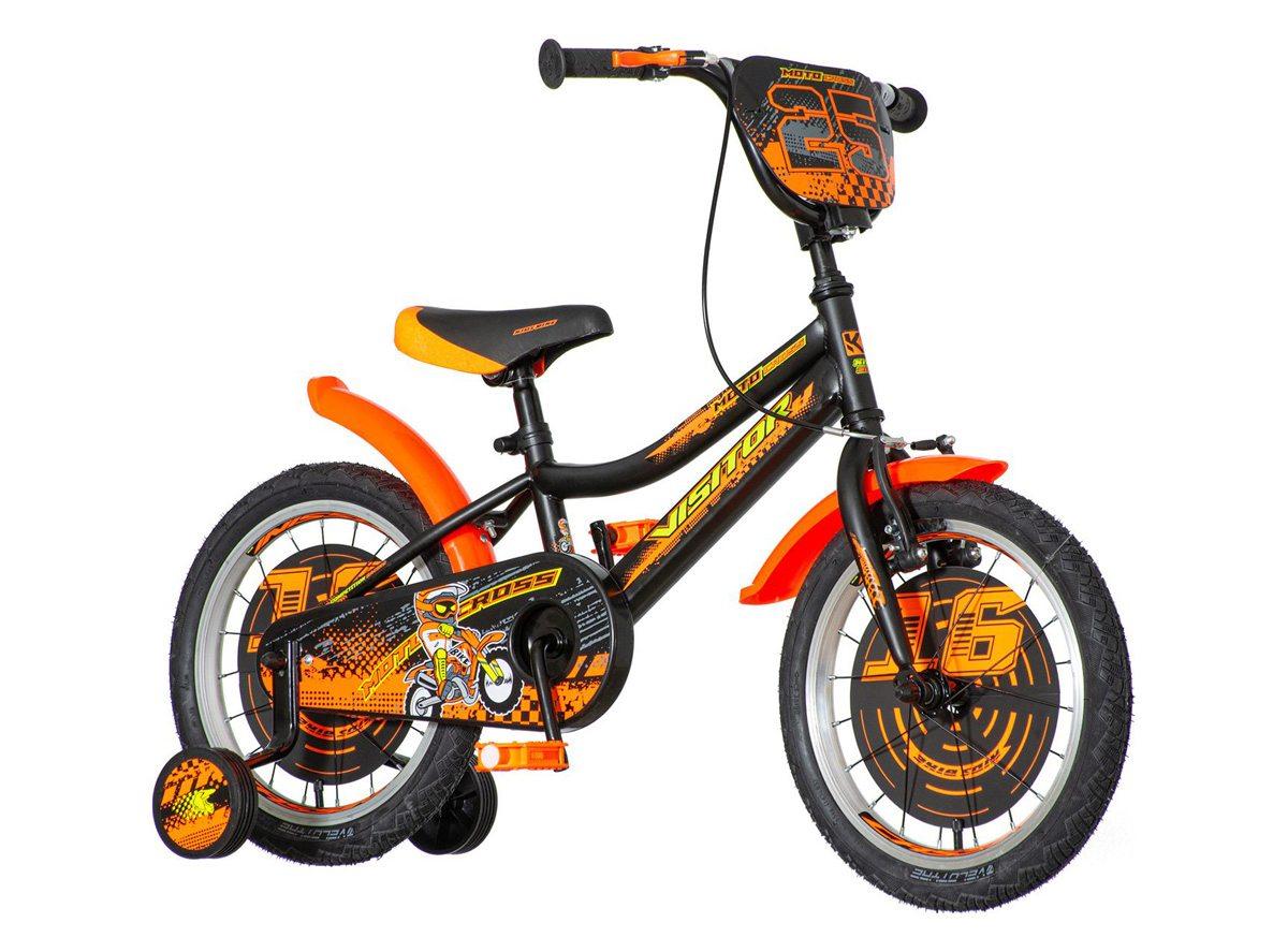 VISITOR MOT160 Bicikl za dečake,  16", Moto dizajn, Narandžasto-crni