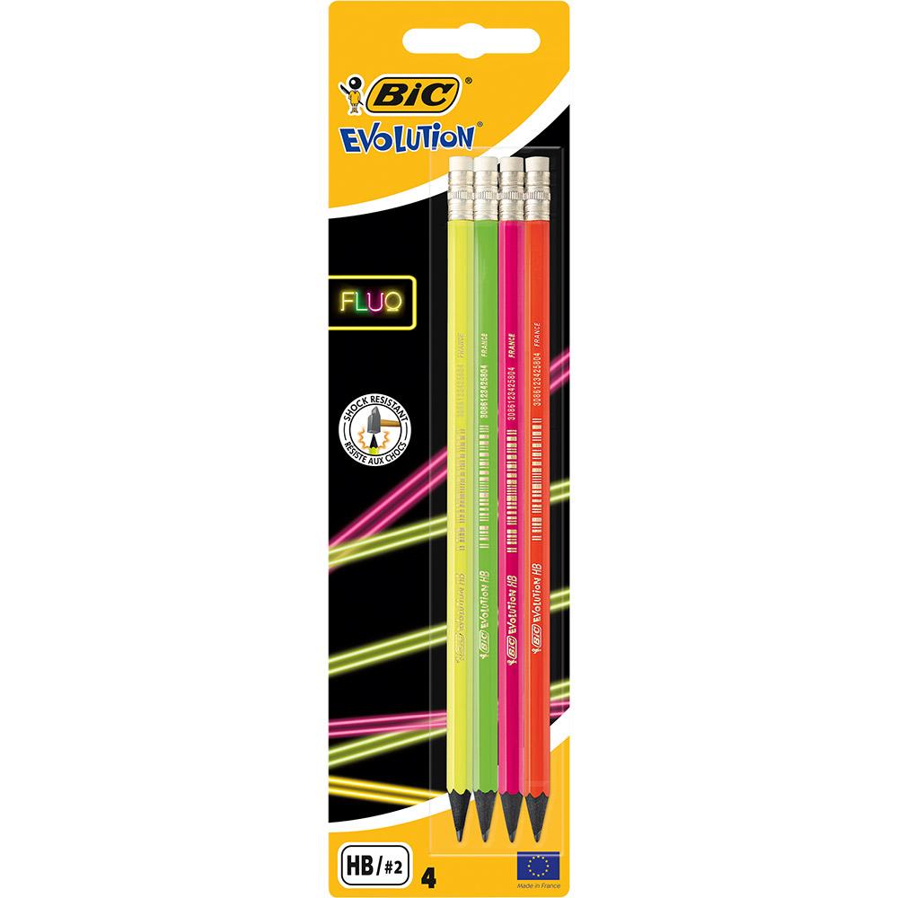 BIC Evolution Grafitne olovke sa gumicom Fluo HB2 4/1