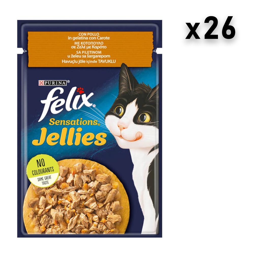 Felix Sensation Sos za mačke, Piletina i šargarepe, Žele, 26x85g