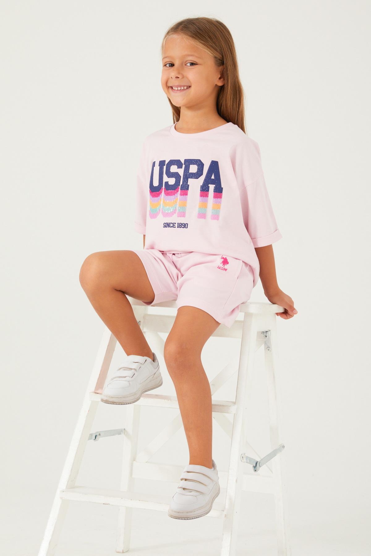 U.S. POLO ASSN. Komplet šorc i majica za devojčice US1405-G roze
