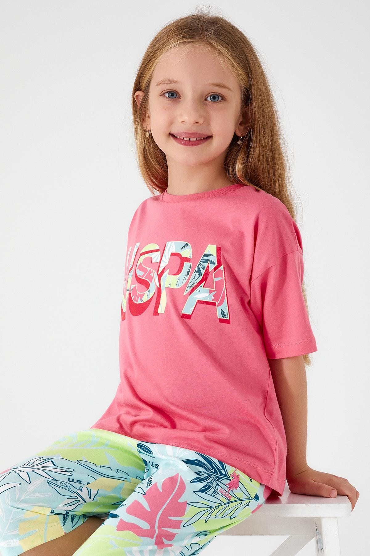 U.S. POLO ASSN. Komplet šorc i majica za devojčice US1413-G roze